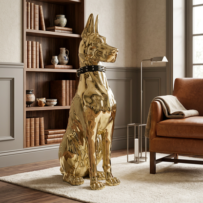Hound sculpture styled in a study