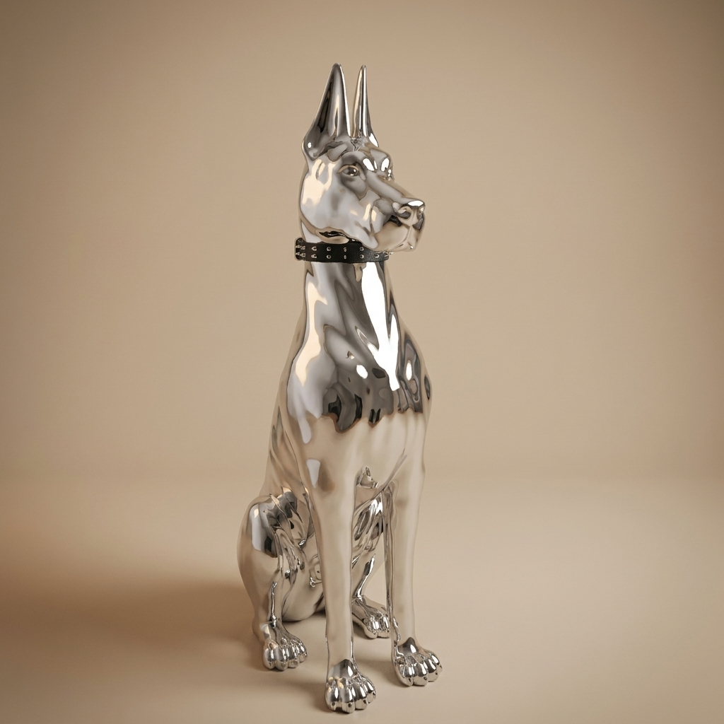 Hound sculpture, silver