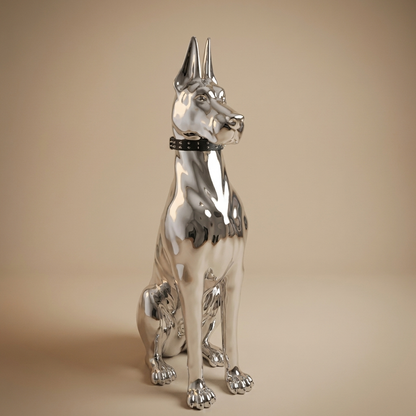 Hound sculpture, silver
