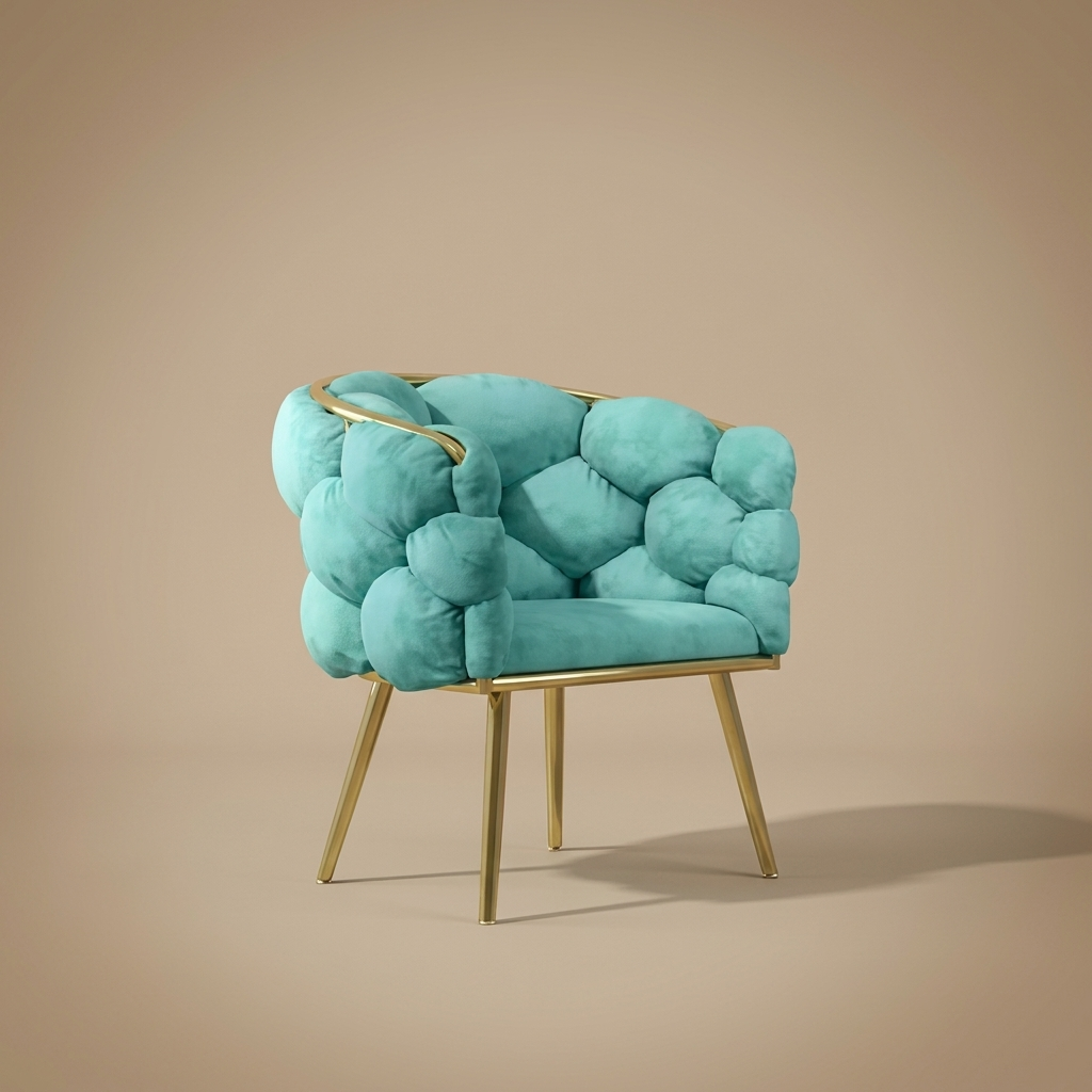 Ines Vanity Stool — Powder Blue