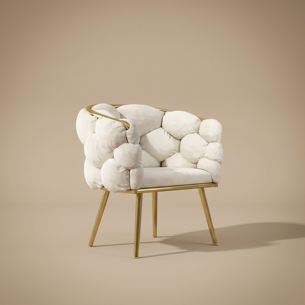 Ines Vanity Stool — Alabaster