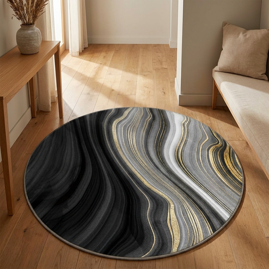 Isadora rug styled in a entry