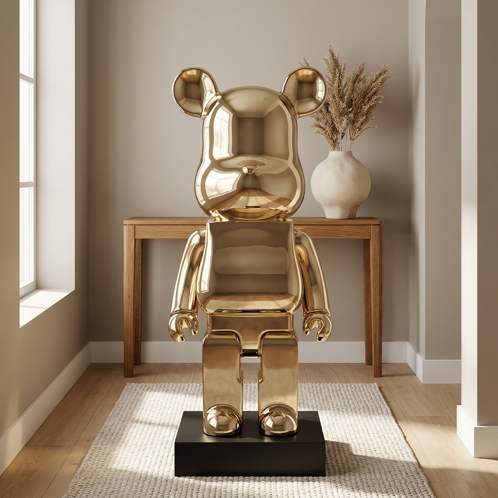 Kodiak sculpture styled in a entry