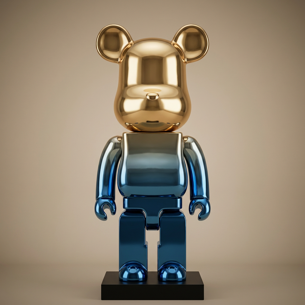 Kodiak sculpture, gilded blue