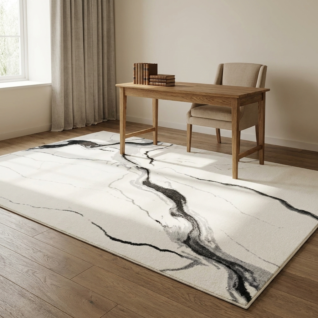 Kona rug styled in a study