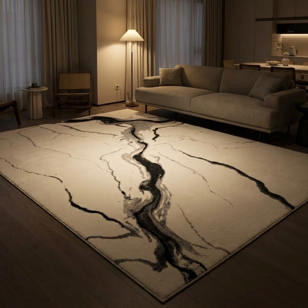 Kona rug, lit at night