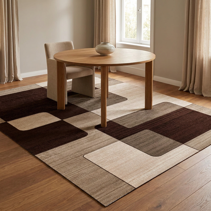 Laine rug styled in a dining room