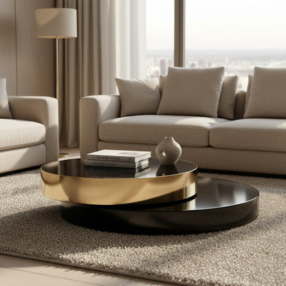 Aria Rotating Coffee Table - styled in a living room