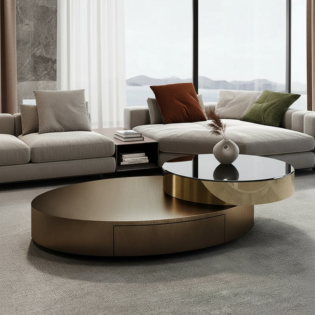 Doria Oval Coffee Table - styled in a sunlit living room