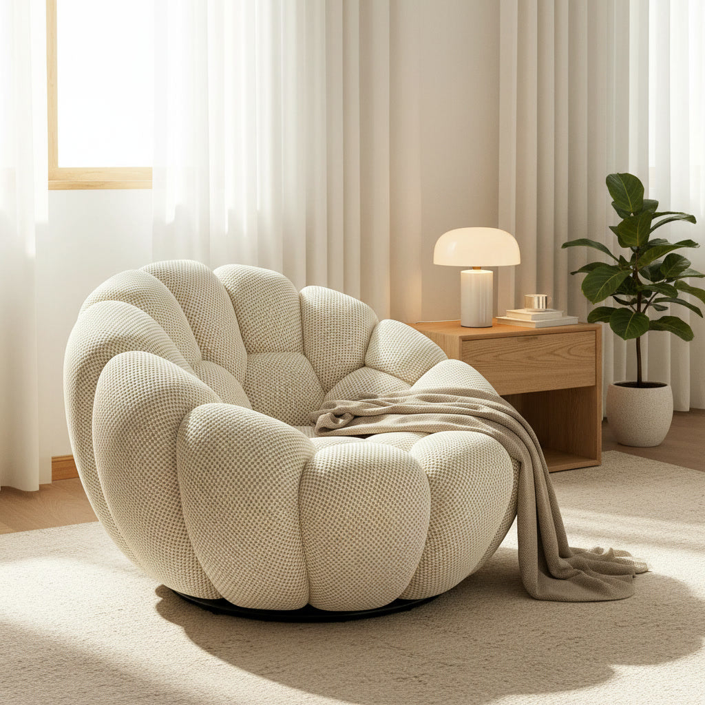 Orla Bubble Chair styled in a serene bedroom