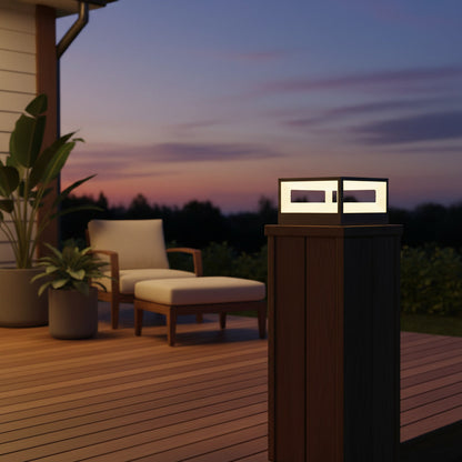 Solara Pillar Light - styled on a patio column