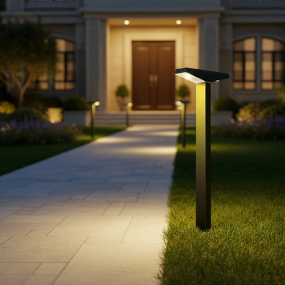 Solene Path Light styled along a garden walkway