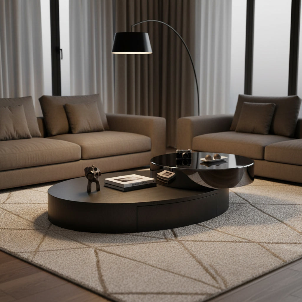 Doria Oval Coffee Table - styled in an evening living room
