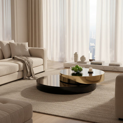Aria Rotating Coffee Table - styled in a sunlit living room