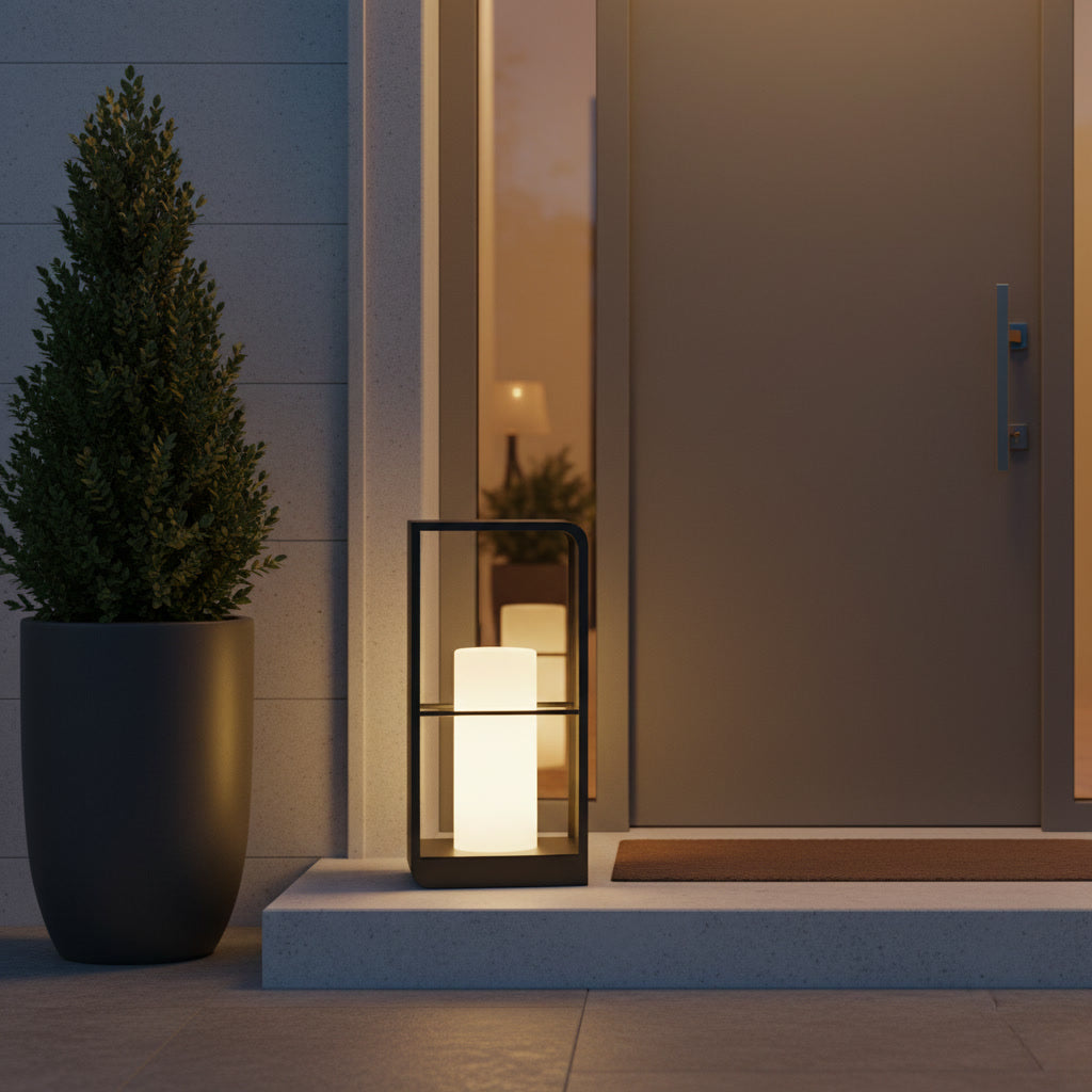 Halcyon Lantern styled at a house entrance