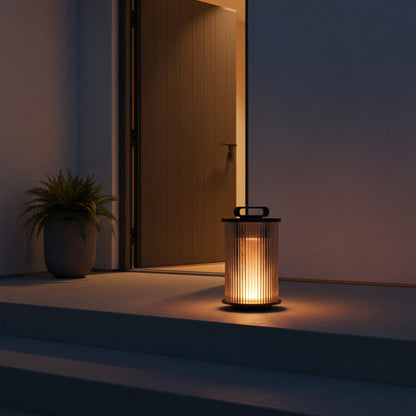 Solene Lantern styled at a villa entrance