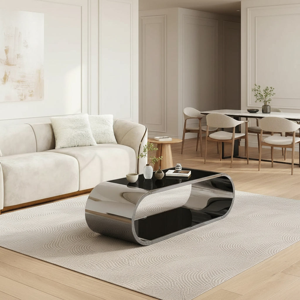 Onyx Coffee Table styled in an open-plan living room