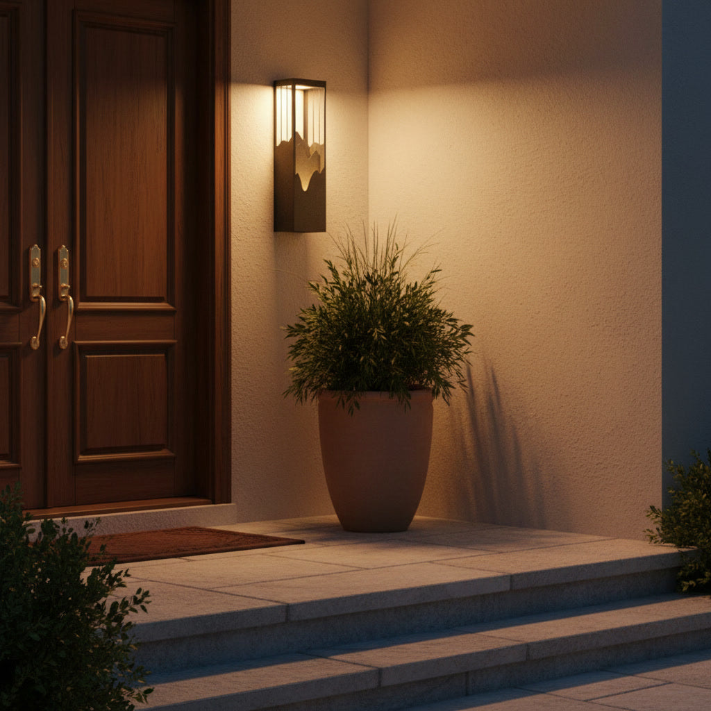 Cascade Outdoor Sconce - styled at a front entryway