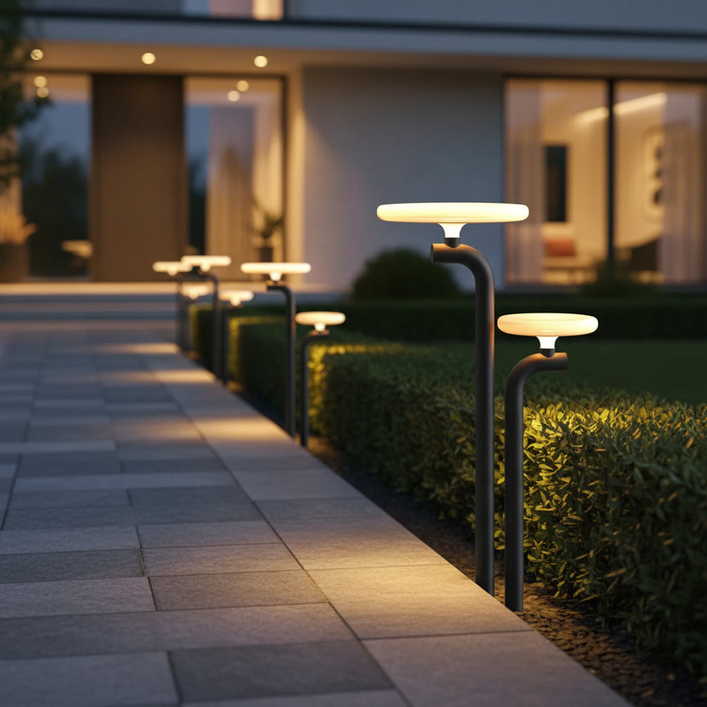 Lumira Garden Light styled along a walkway