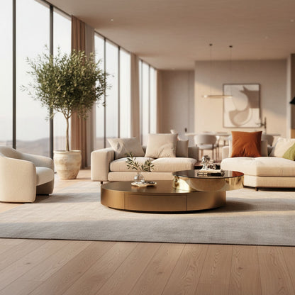 Doria Oval Coffee Table - styled in an open-plan living room