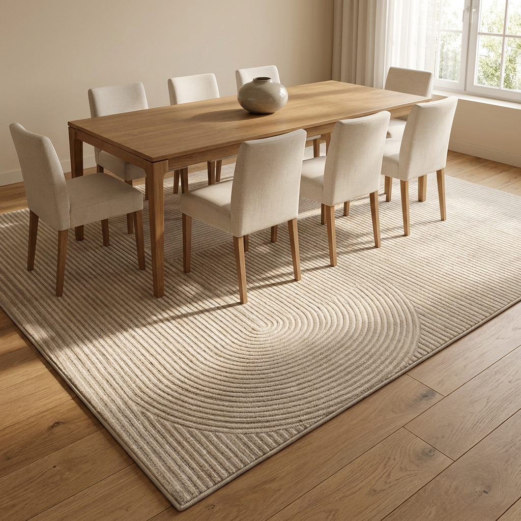 Lisbon rug styled in a dining room