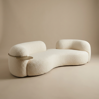 Luca Curved Sofa — Off-White Lamb Fleece