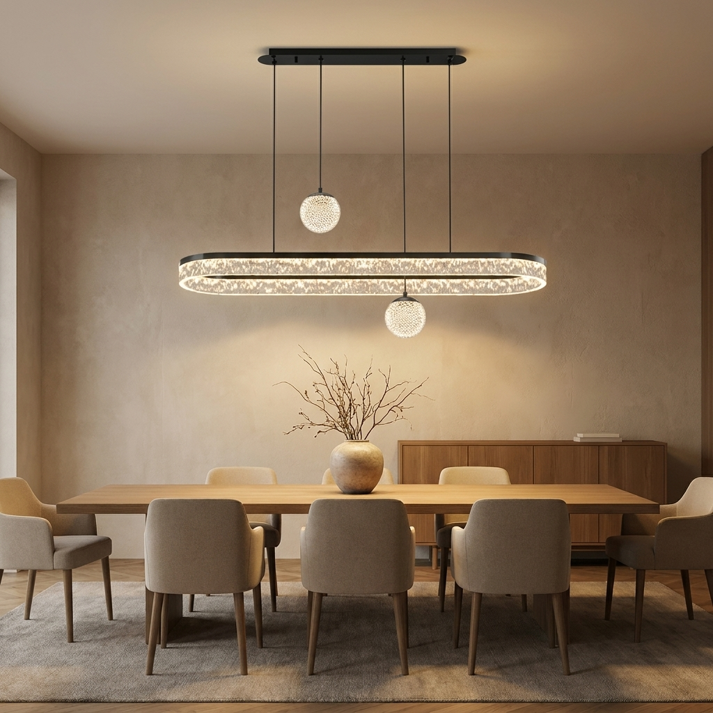 Lucian chandelier styled in a dining room