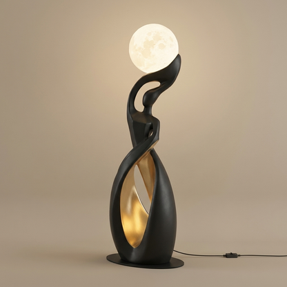 Lyric floor lamp, black-gold