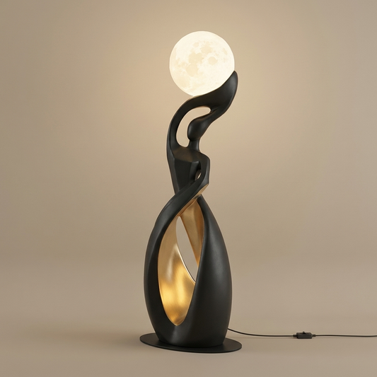 Lyric floor lamp, black-gold