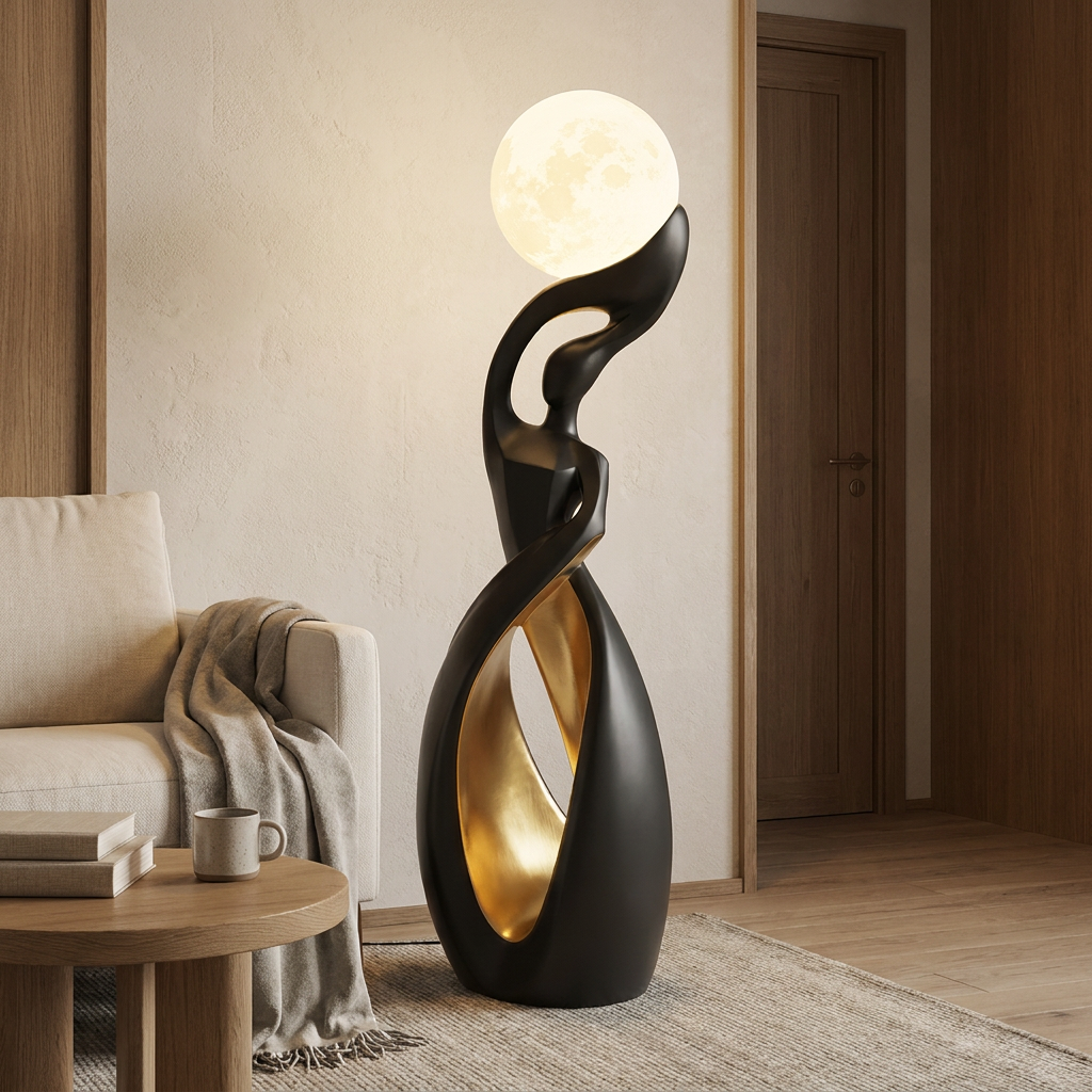 Lyric floor lamp styled in a reading corner