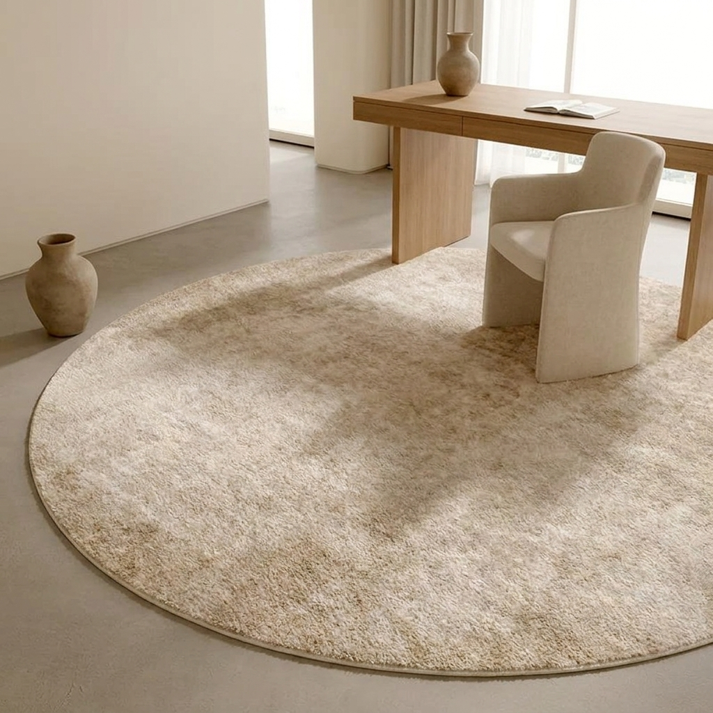 Mocha rug styled in a study