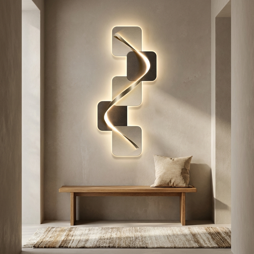 Muro wall art styled in a hallway