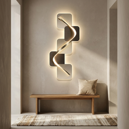 Muro wall art styled in a hallway