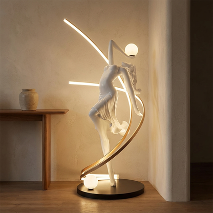 Muse sculptural floor lamp styled in a foyer