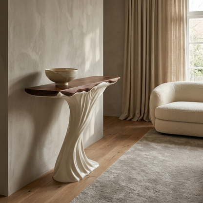 Noor console table styled in a living room
