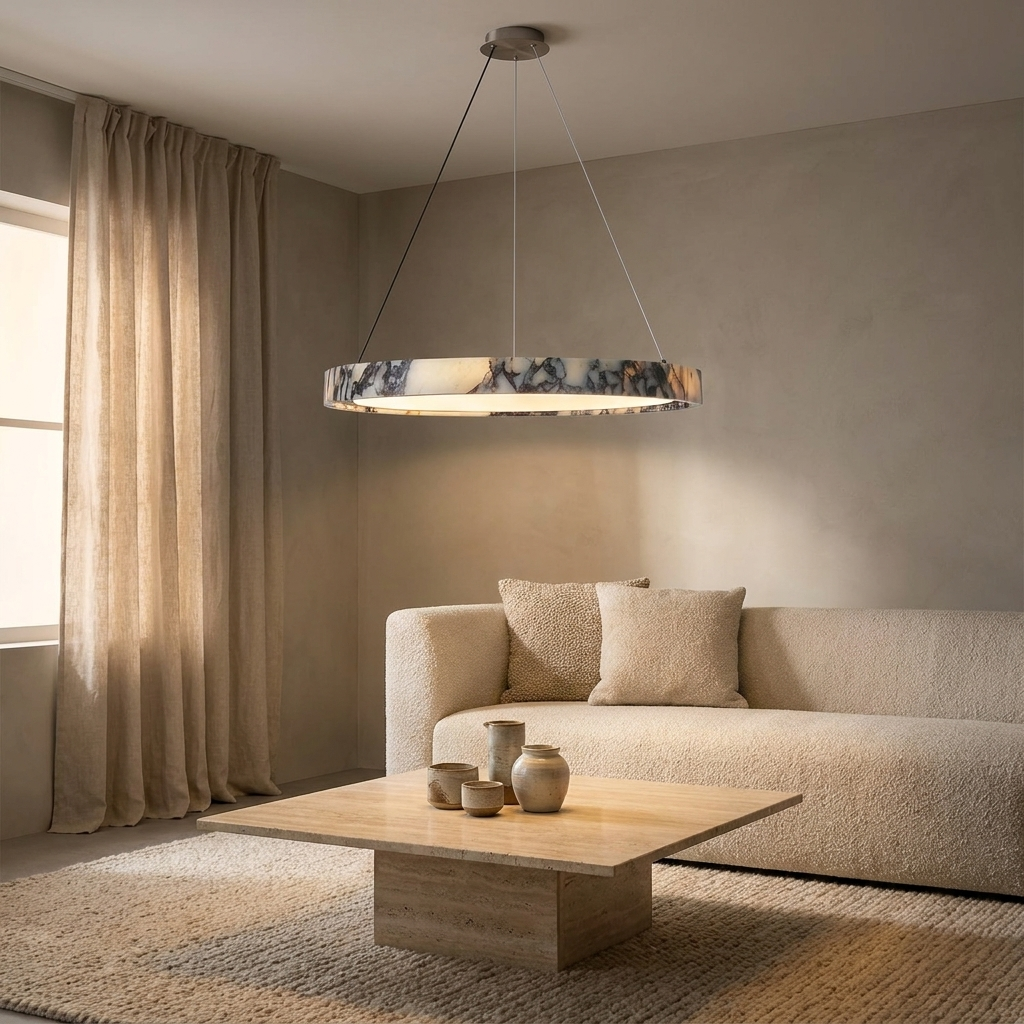 Ondine pendant styled in a living room