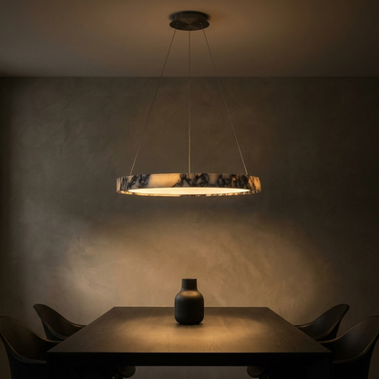 Ondine pendant, lit at night