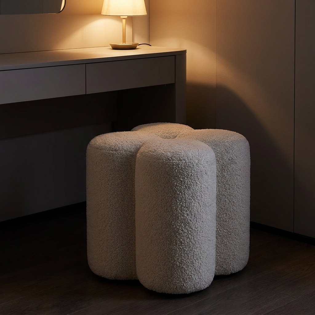 Posy stool, lit at night