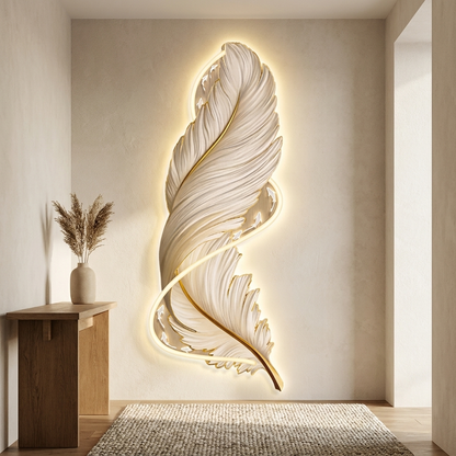 Quill wall art styled in a hallway