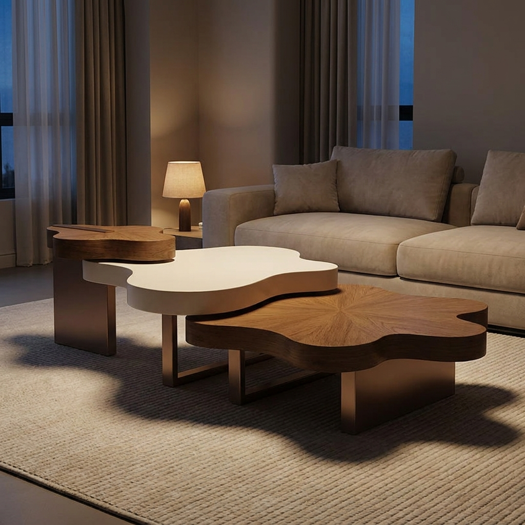 Raffine coffee table, lit at night