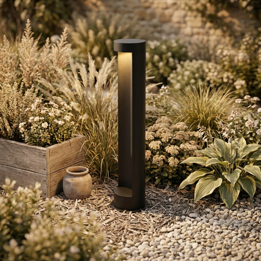 Halcyon Bollard - styled in a garden border