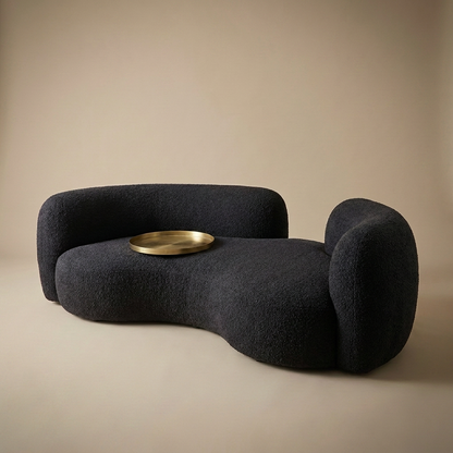 Luca curved sofa, off-white lamb fleece