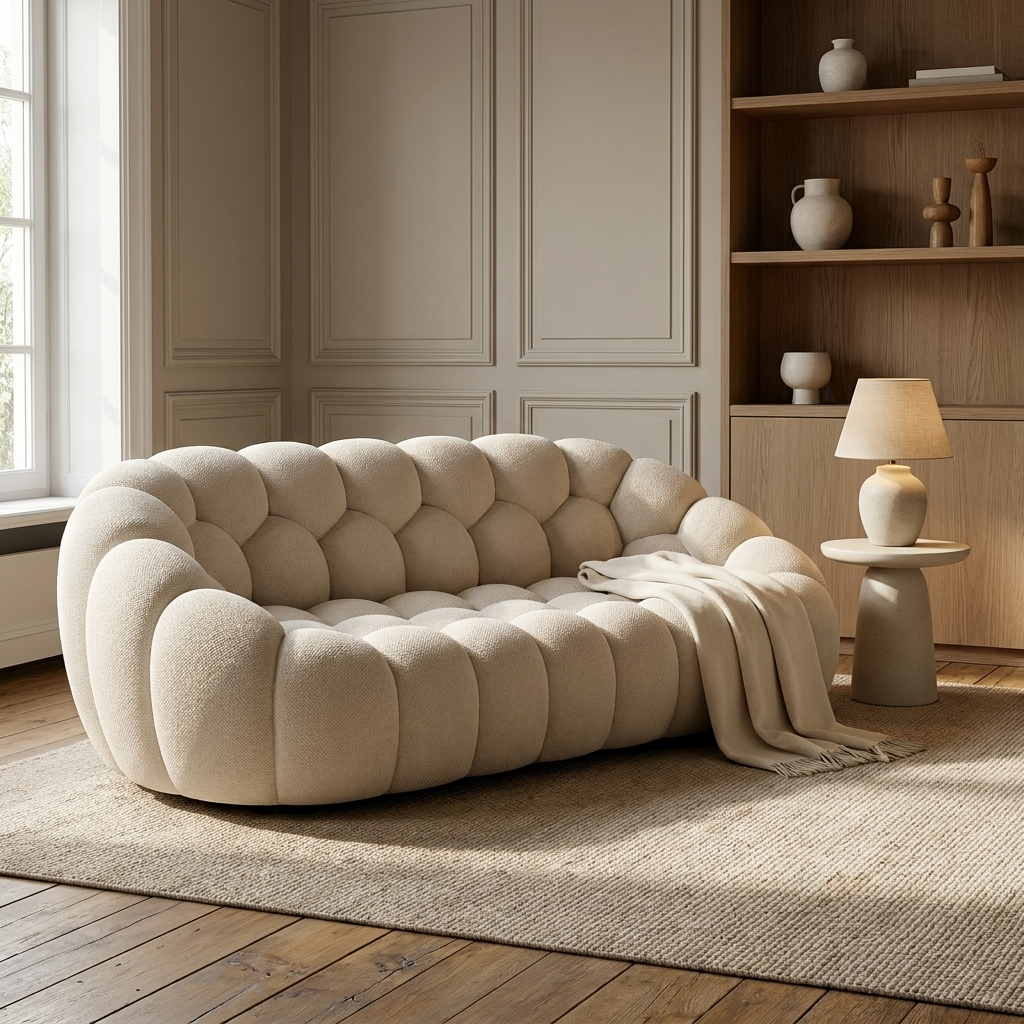 Rowan sofa styled in a study
