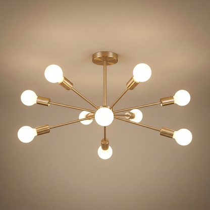 Cavell semi-flush ceiling light, black 6 orbs