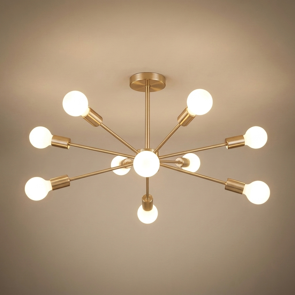 Cavell semi-flush ceiling light, black 8 orbs