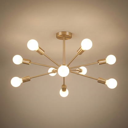 Cavell semi-flush ceiling light, black 8 orbs