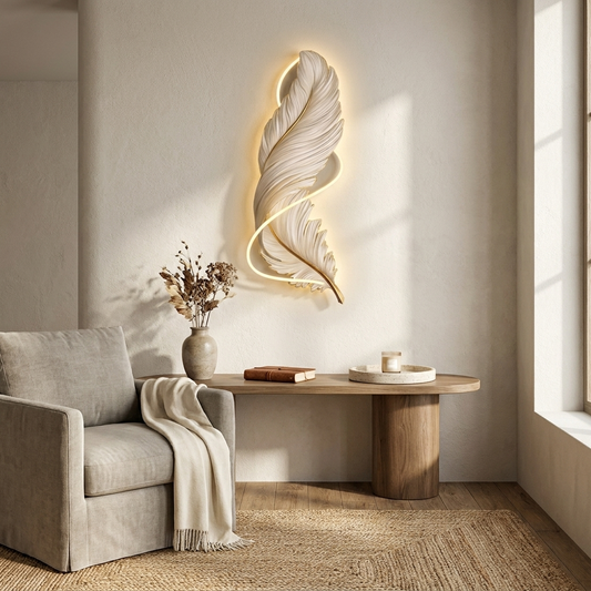 Quill wall art styled in a living room
