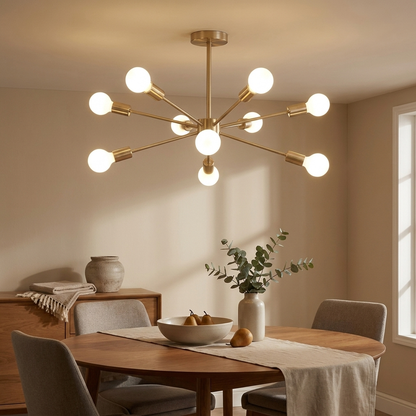 Cavell semi-flush ceiling light styled in a dining room