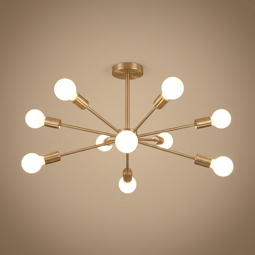 Cavell semi-flush ceiling light, gold 8 orbs