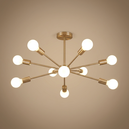 Cavell semi-flush ceiling light, gold 8 orbs